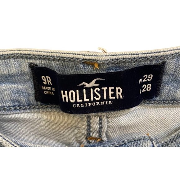 HOLLISTER BLUE DENIM LOW RISE JEAN LEGGING CUT OFF SHORTS SZ 9R/29 - Picture 4 of 7